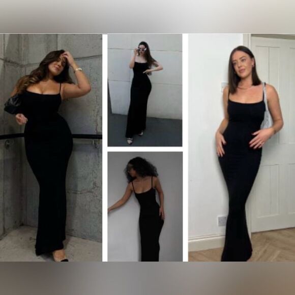 Vici | Black Strappy Bodycon Dress with Shapewear Size L - Picture 2 of 6